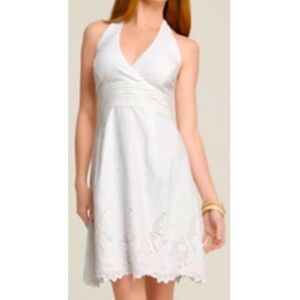 Lilly Pulitzer White Floral Eyelet Halter Sun Dress